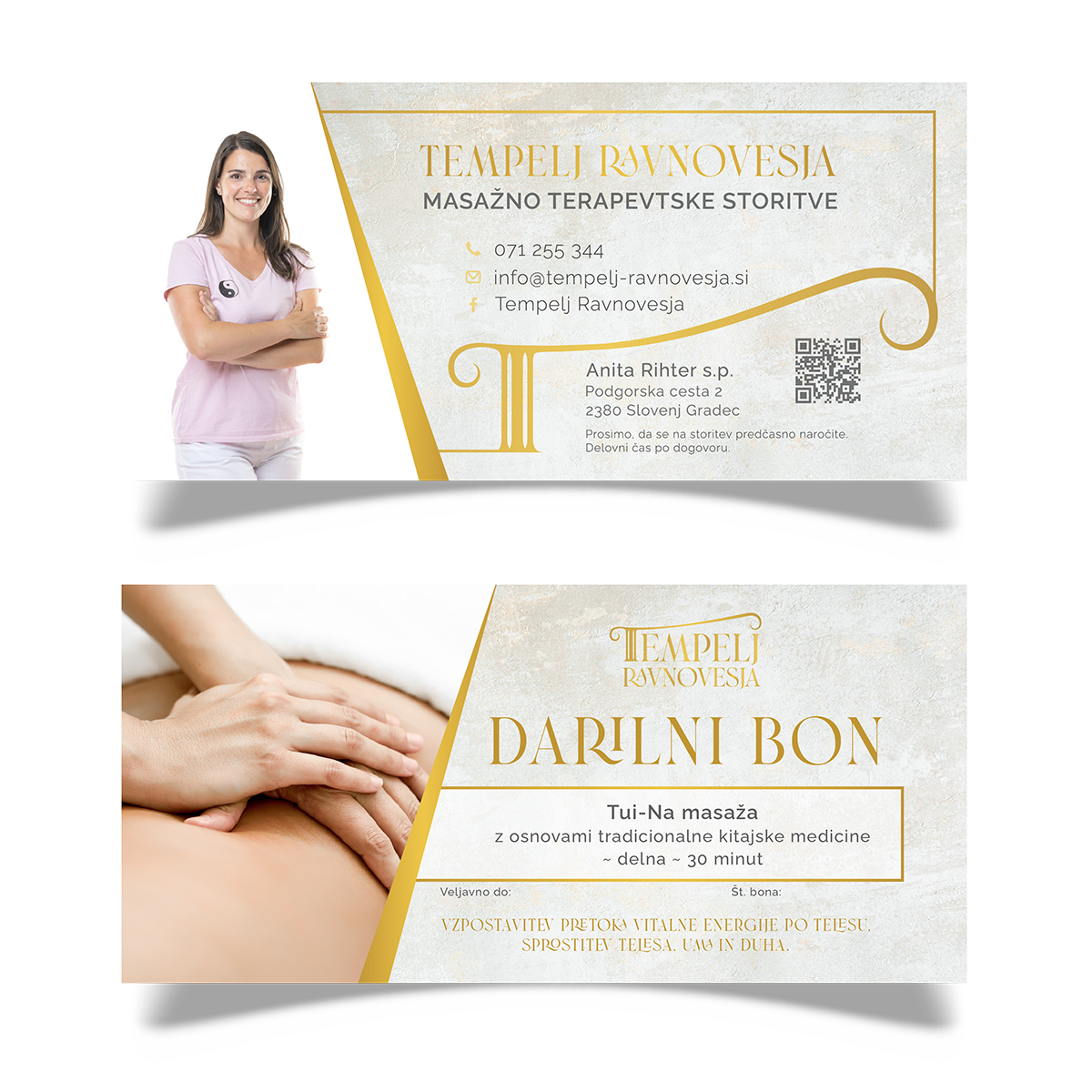 Darilni bon Mock up Tempelj ravnovesja Anita masaže
